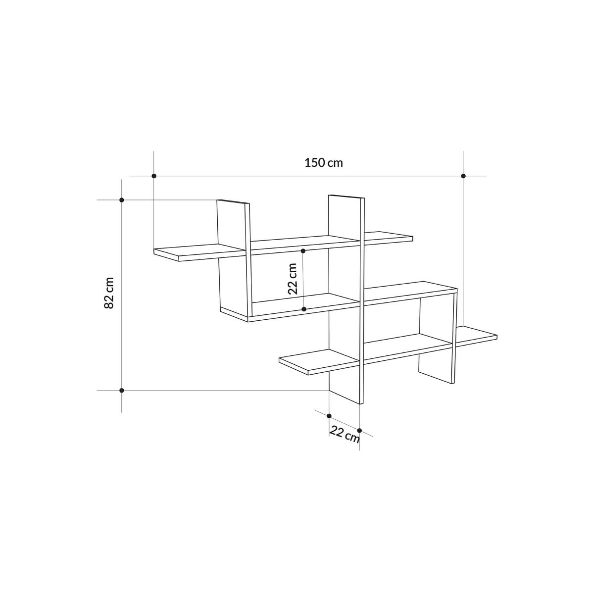 Wandregal Halic Bookcase Anthrazit B: 150 Cm - Anthrazit, Design, Holzwerkstoff (150/82/22cm) - Livetastic