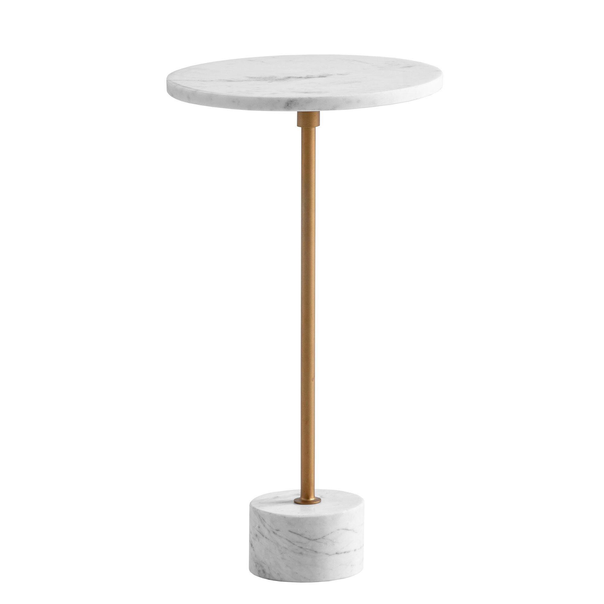 BEISTELLTISCH Weiß, Goldfarben L: 30 cm - Goldfarben/Weiß, Design, Stein (30/30/55,5cm) - Livetastic
