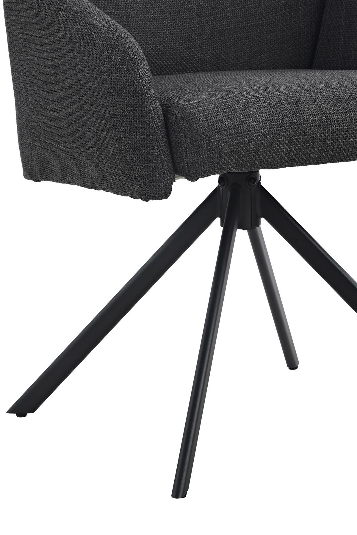 Armlehnstuhl Holly drehbar Webstoff Anthrazit, B: 56,5 cm - Anthrazit, MODERN, Textil/Metall (56,5/61/84cm)