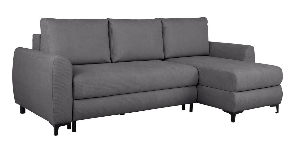 Ecksofa Moli, Dunkelgrau S: 236x148 cm - Dunkelgrau/Schwarz, Design, Textil (236/148cm) - MID.YOU