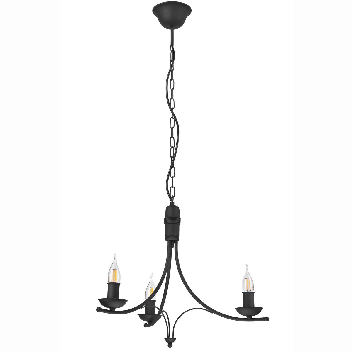Kronleuchter 44088 Lucy - Schwarz Hochglanz, KONVENTIONELL, Metall (58/100cm)