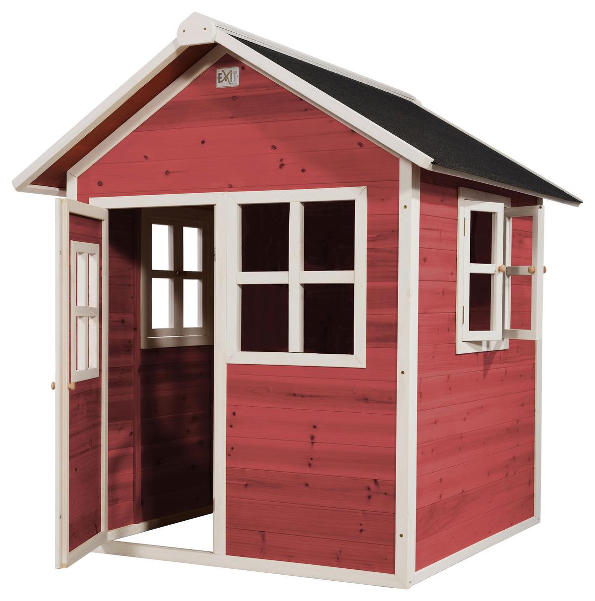 Spielhaus Holz + Wasserfestes Dach Rot Exit Loft 100 - Rot, KONVENTIONELL, Holz (149/135/159cm) - EXIT Toys