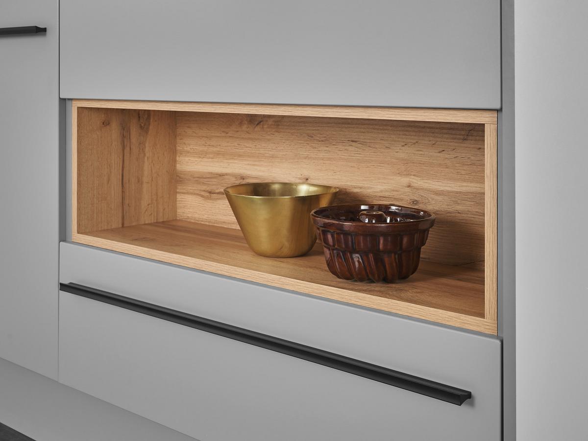 Kredenc DENVER - šedá/barvy dubu, Design, kompozitní dřevo/plast (120/211/60cm) - MID.YOU