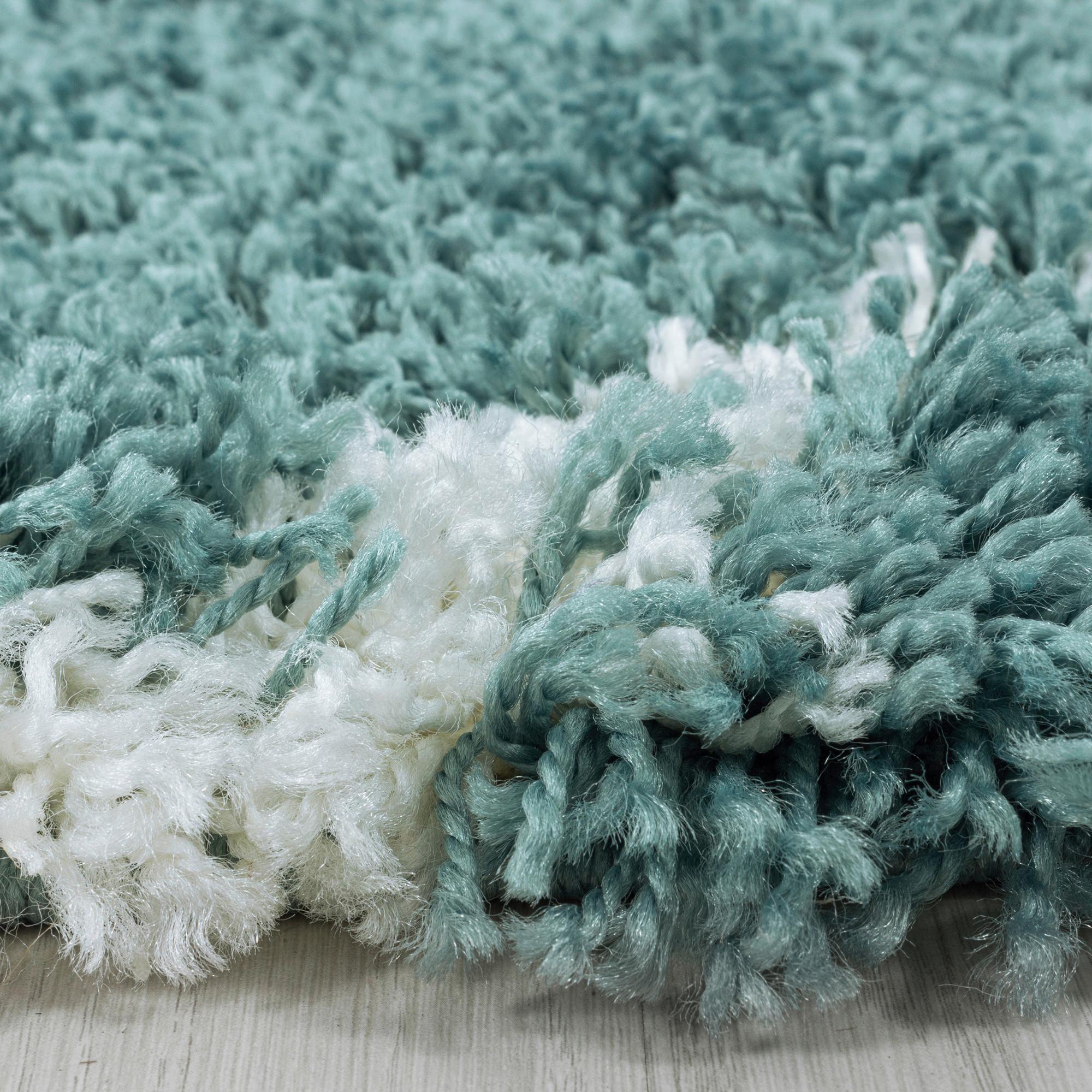 Hochflor Teppich Blau Alvor Rund Ø 120 cm - Blau, Basics, Textil (120cm)