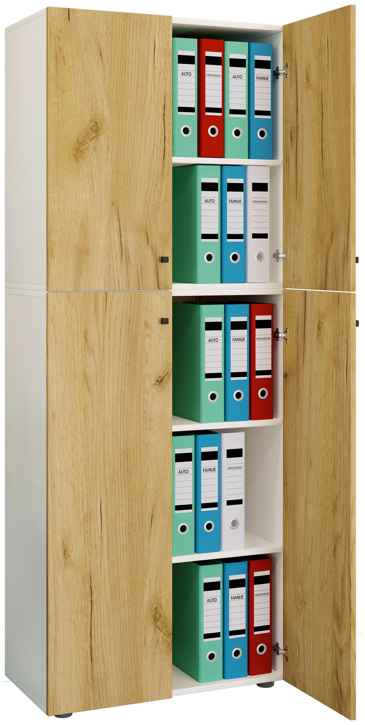 Aktenschrank Lona Weiß, Honigeiche Dekor B: 70cm - Honigeiche/Weiß, Design, Holzwerkstoff (70/183/39cm) - MID.YOU