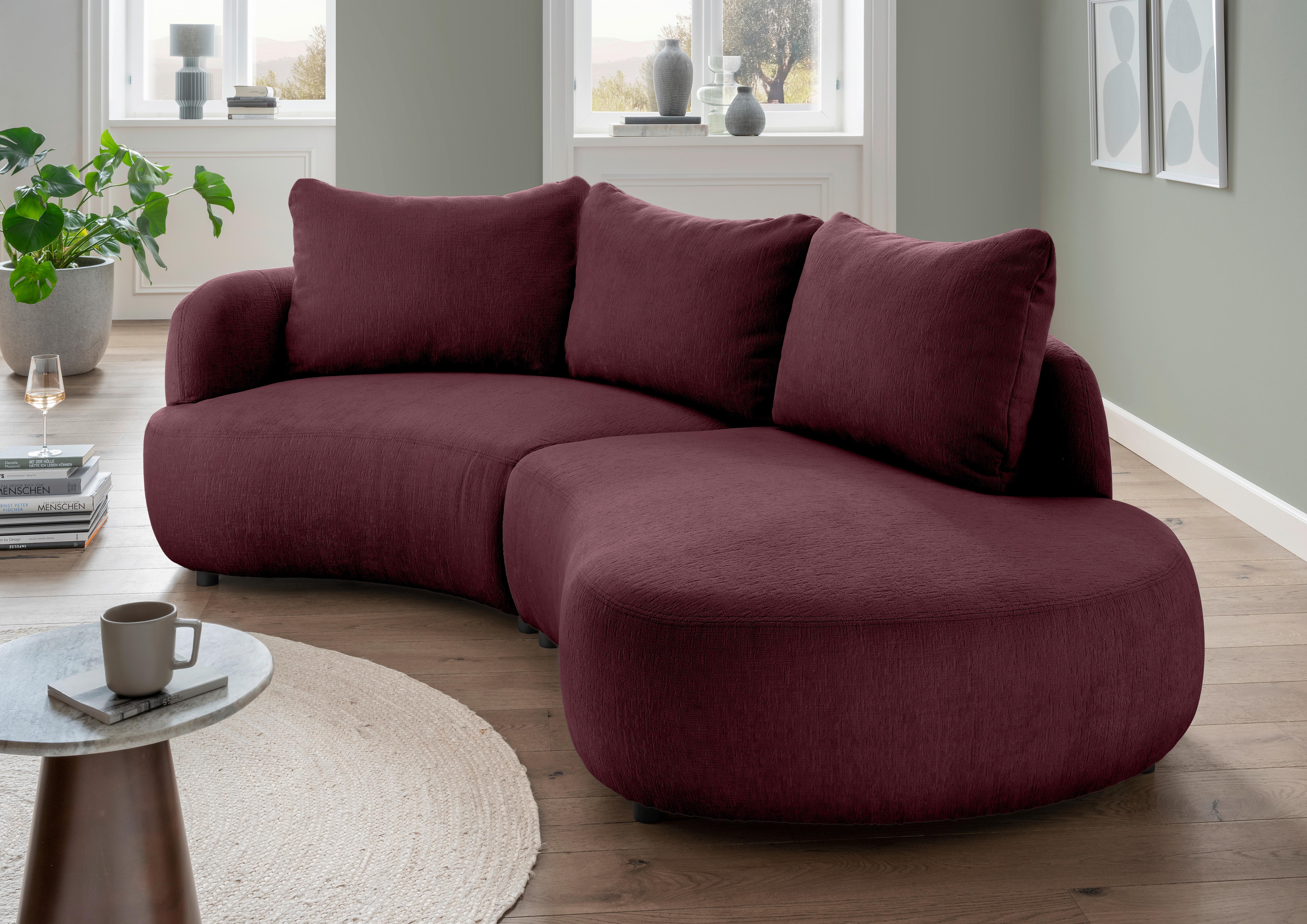 Ecksofa Doppo, Bordeaux S: 139x250 cm - Bordeaux/Schwarz, MODERN, Textil (139/250cm) - Livetastic