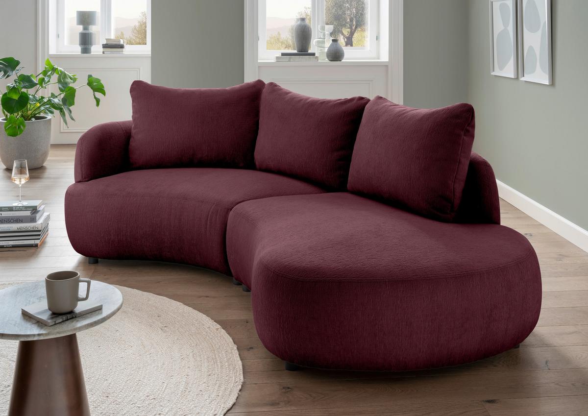 Ecksofa Doppo, Bordeaux S: 139x250 cm - Bordeaux/Schwarz, MODERN, Textil (139/250cm) - Livetastic
