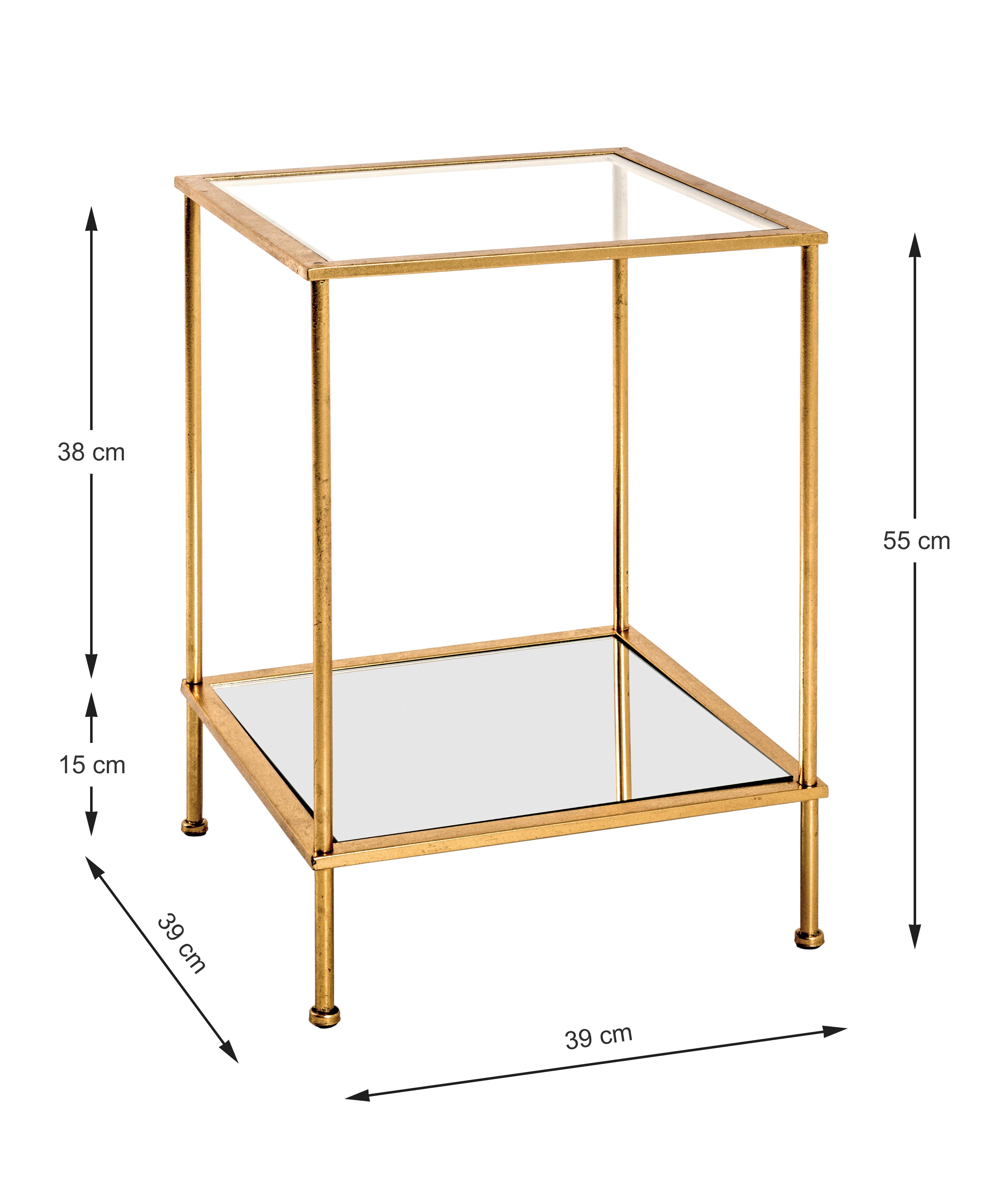 Príručný stolík FARO 2 - zlatá, Basics, kov/sklo (39/39/55cm)