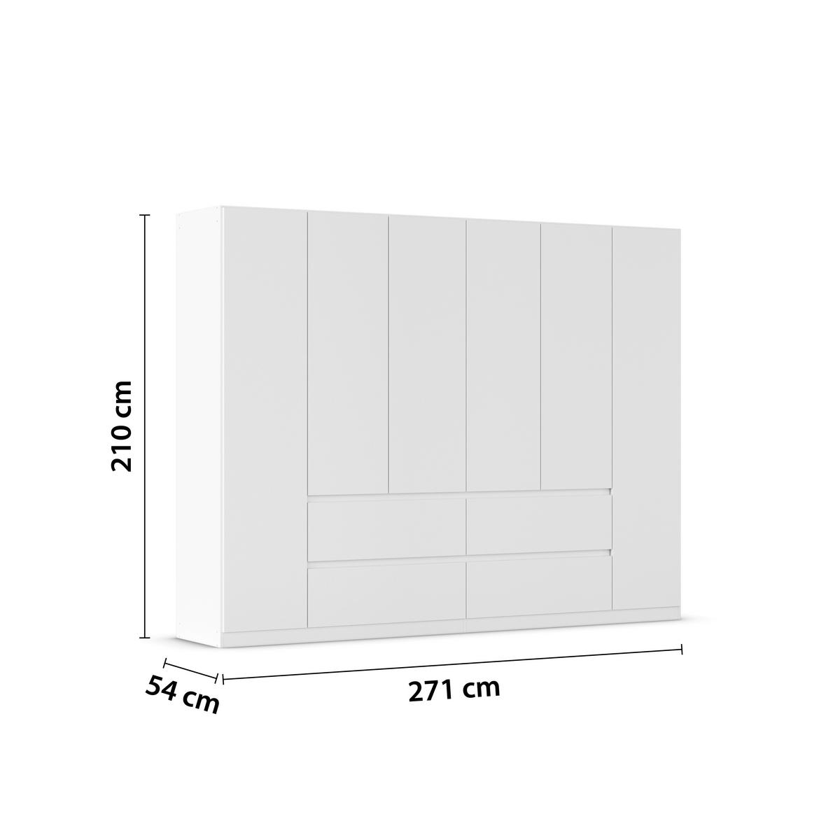Drehtürenschrank Mainz Weiß B: 271 cm - Weiß, Basics, Holzwerkstoff (271/210cm) - Rauch Möbel