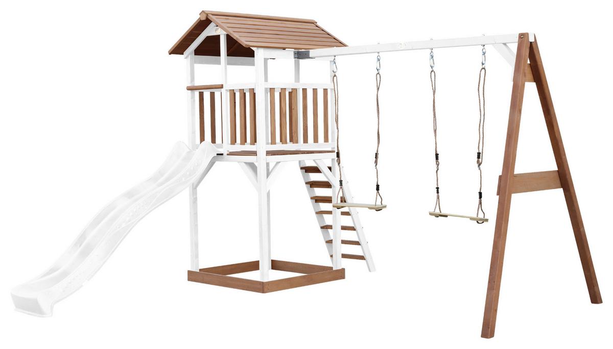 Spielturm A025.122.91 - Braun/Weiß, KONVENTIONELL, Holz/Kunststoff (356,6/241,9/349cm) - Ambia Garden