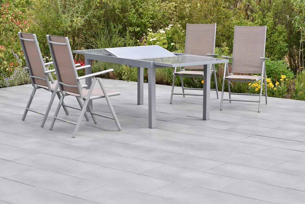 Gartenset Amalfi - Taupe/Silberfarben, MODERN, Textil/Metall - Gardenson