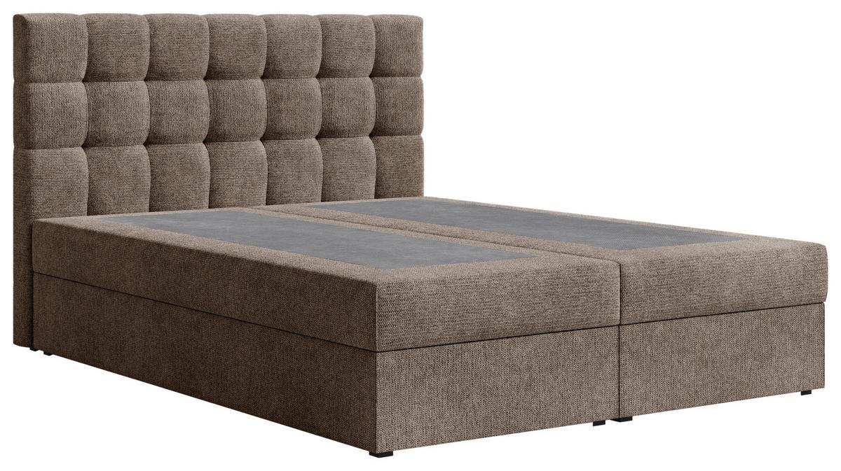 Boxbett Oslo mit Topper 180x200 - Schwarz/Braun, MODERN, Holz/Kunststoff (180/200cm) - Livetastic
