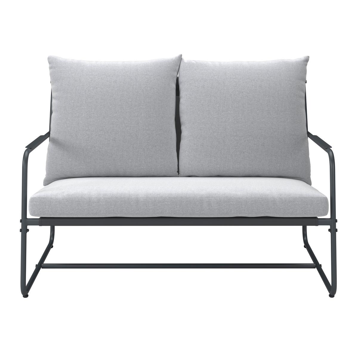 Loungegarnitur Nizza - Dunkelgrau/Hellgrau, MODERN, Textil/Metall (114/75/70cm) - Beldano