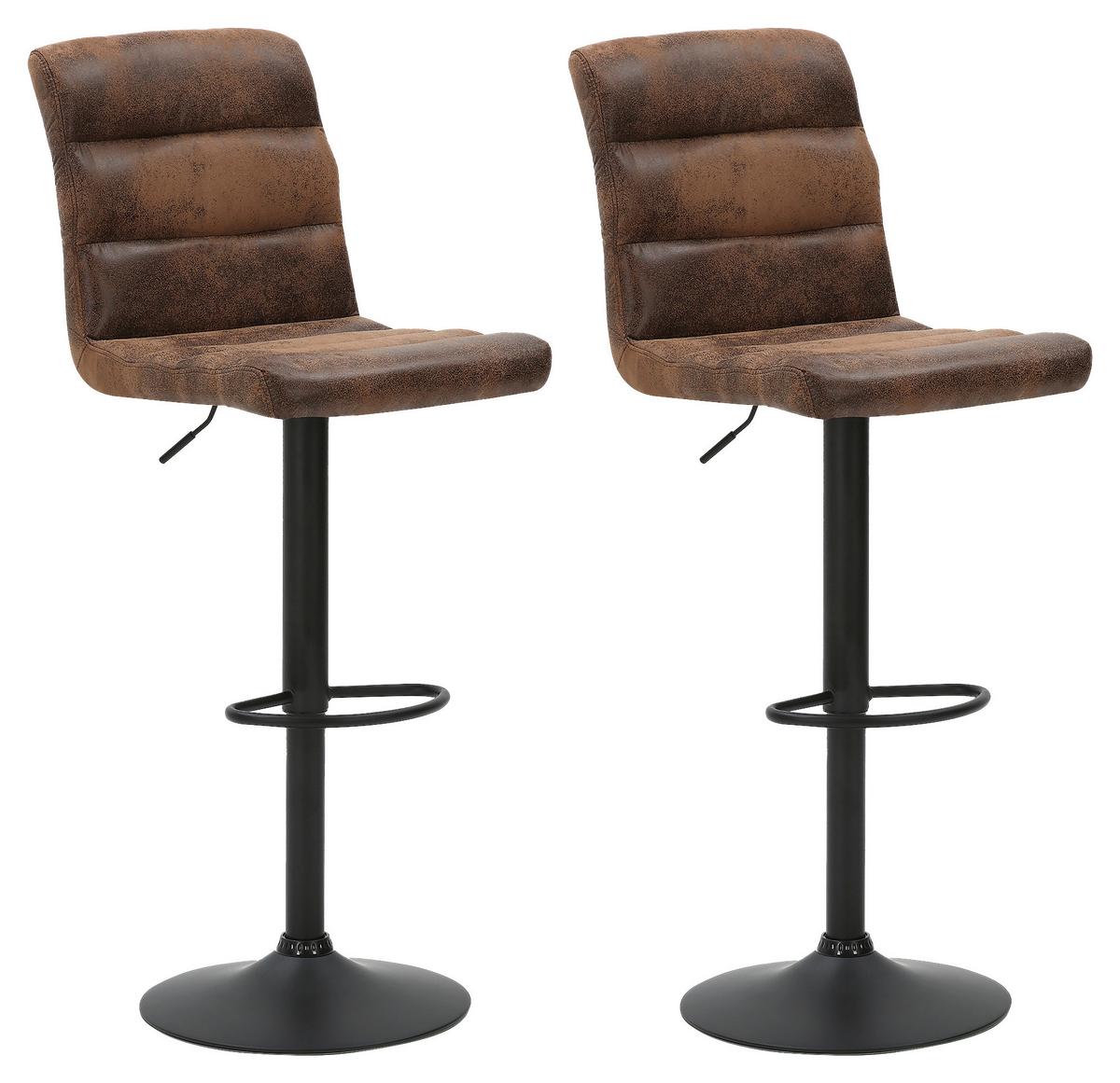 Barhocker-Set Phil Braun/Anthrazit B: 42 cm - Anthrazit/Braun, LIFESTYLE, Textil/Metall (42/61-83/43cm) - MID.YOU