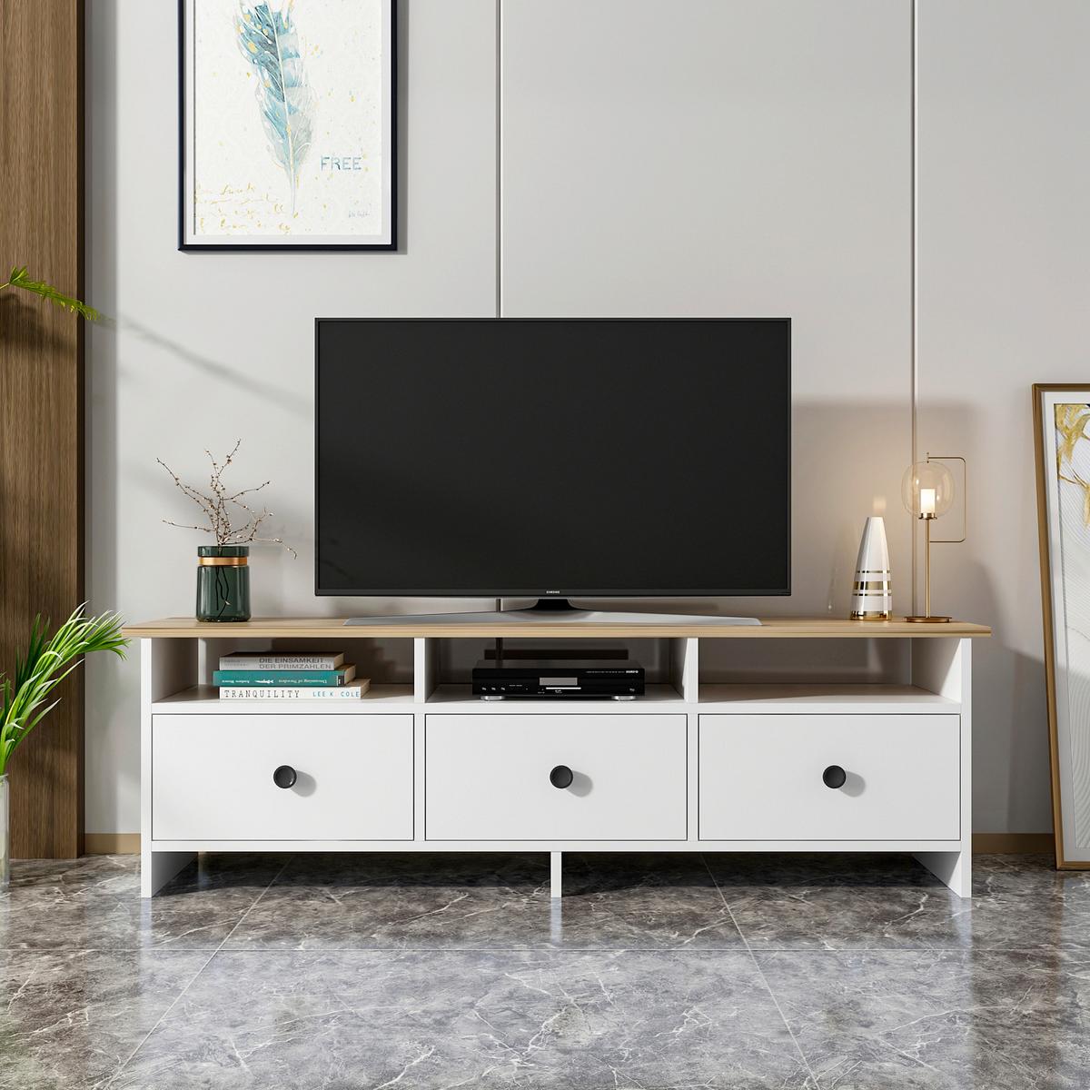 Lowboard Oslo Weiß/eichefarben B: 150 Cm - Eichefarben/Weiß, Design, Holzwerkstoff (150/47/36cm) - Livetastic