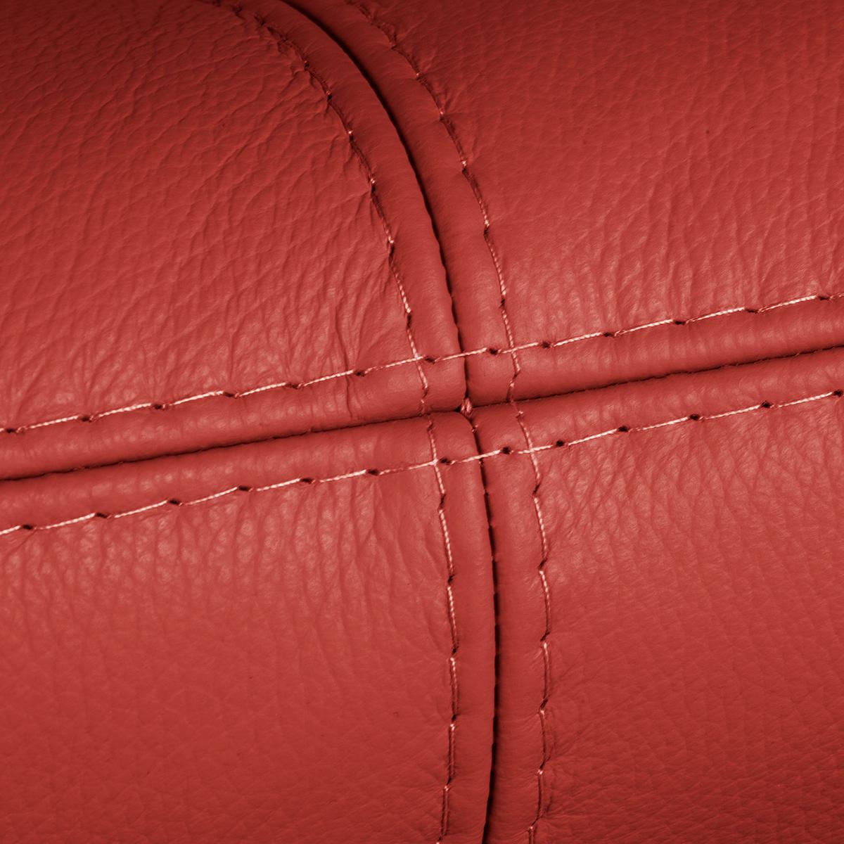 2-Sitzer-Sofa Comodo Echtleder Rot B: 164 cm - Silberfarben/Rot, Design, Leder (164/90/88cm) - Livetastic