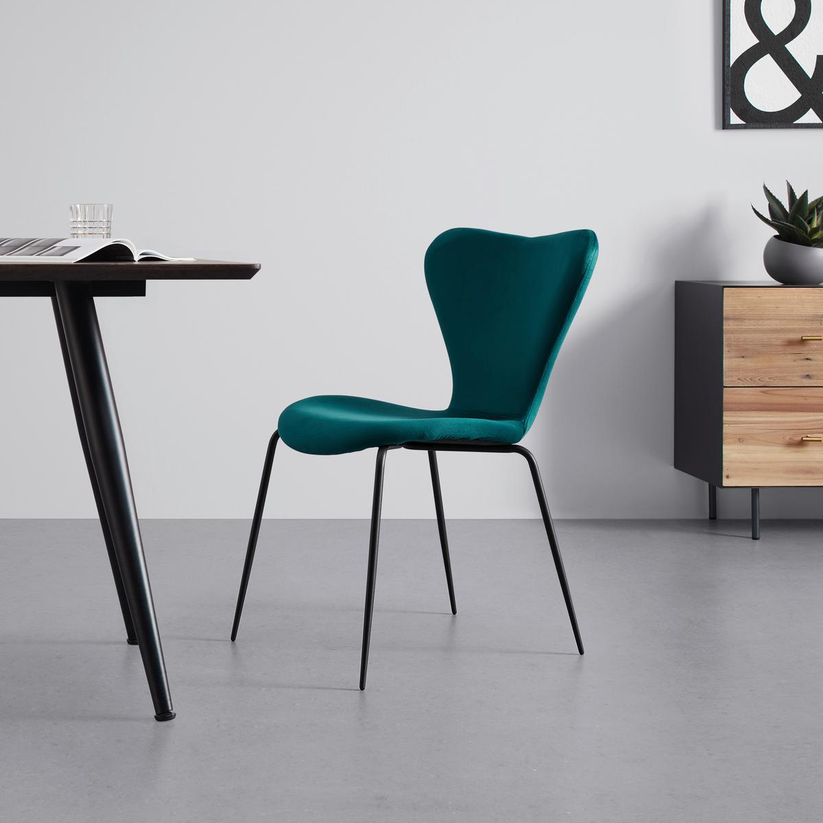 Jídelní židle ALICIA petrolejová - petrolej/černá, Moderní, kov/dřevo (53/82,5/53cm) - Bessagi Home