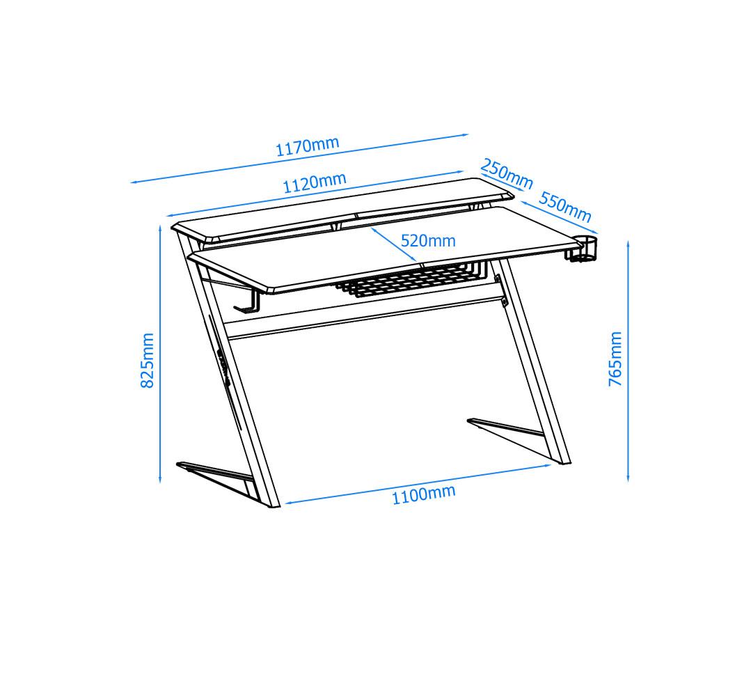 Gamingtisch Aries Schwarz L: 137 cm - Rot/Schwarz, Design, Holzwerkstoff/Metall (137/83/68cm) - MID.YOU