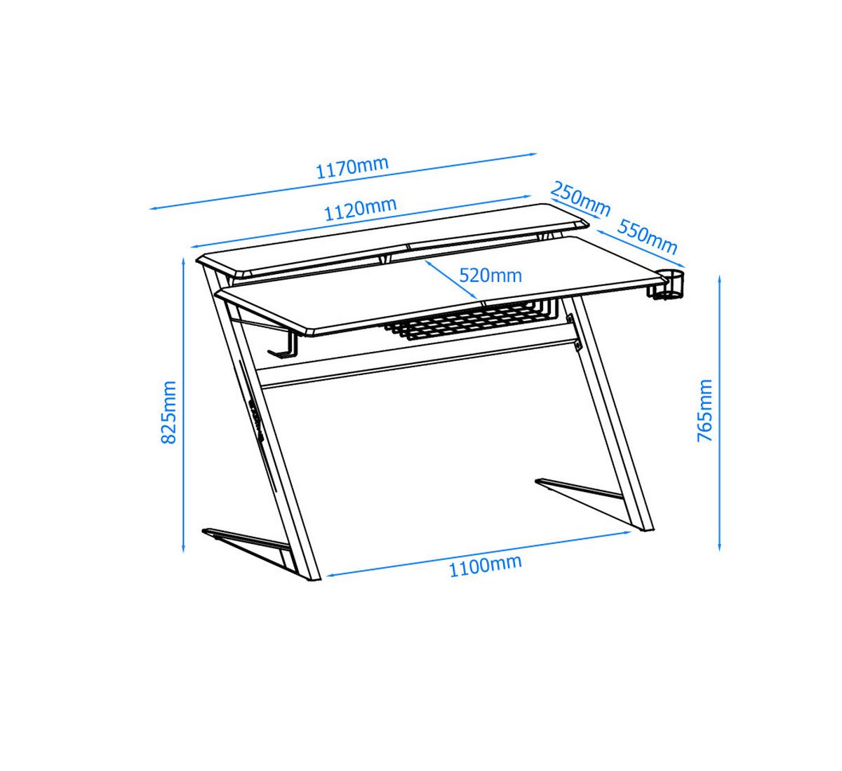 Gamingtisch Aries Schwarz L: 137 Cm - Rot/Schwarz, Design, Holzwerkstoff/Metall (137/83/68cm) - MID.YOU