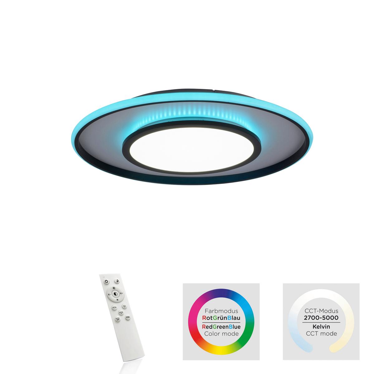 LED-Deckenleuchte Arenda Ø 60 cm dimmbar mit Farbwechsler - Schwarz, Design, Kunststoff/Metall (60/10cm)