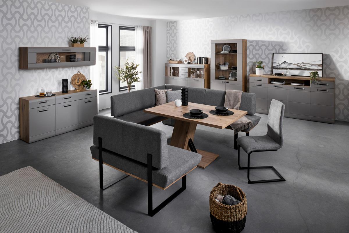 Highboard m. Glaselementen B: 154,9 cm Basalt/Eiche Dekor - MODERN, Glas/Holzwerkstoff (154,9/127,3/37,1cm) - Luca Bessoni