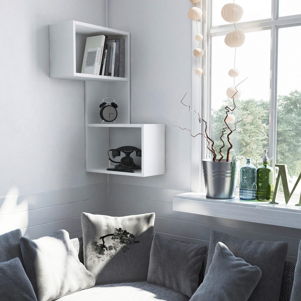 Wandboard Part Regal - Weiß, Design, Holzwerkstoff (67/82/47cm) - Livetastic