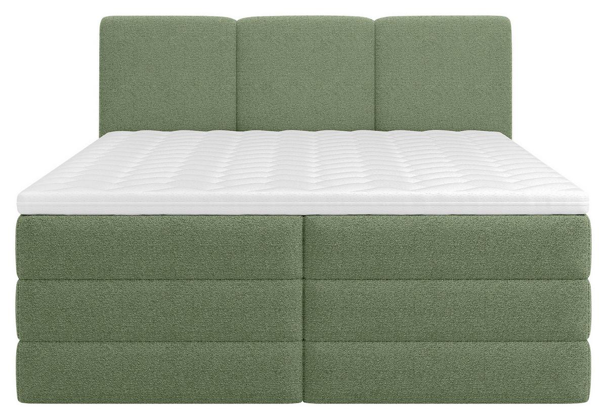 Boxspringbett Mit Topper & Bettkasten 180x200 Castel K - Schwarz/Grün, MODERN, Holz/Holzwerkstoff (160/200cm) - MID.YOU