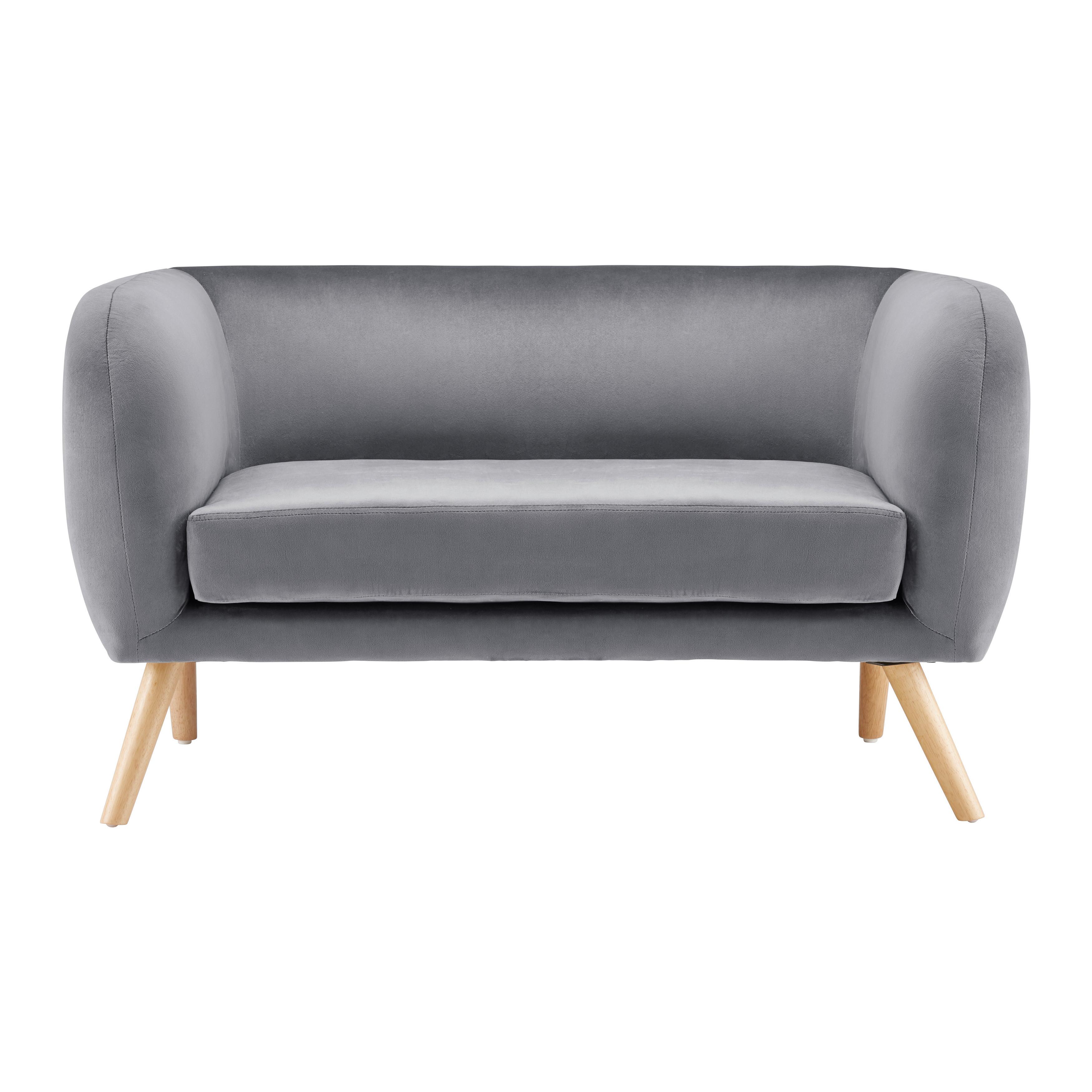 Malá pohovka BRUNO, sivá - sivá/farba duba, Modern, drevo/textil (124/68/71cm) - Bessagi Home