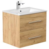 WASCHTISCHKOMBI Homeline, Eichefarben B:61,5cm - Eichefarben/Weiß, Basics, Keramik/Holzwerkstoff (61,5cm) - MID.YOU