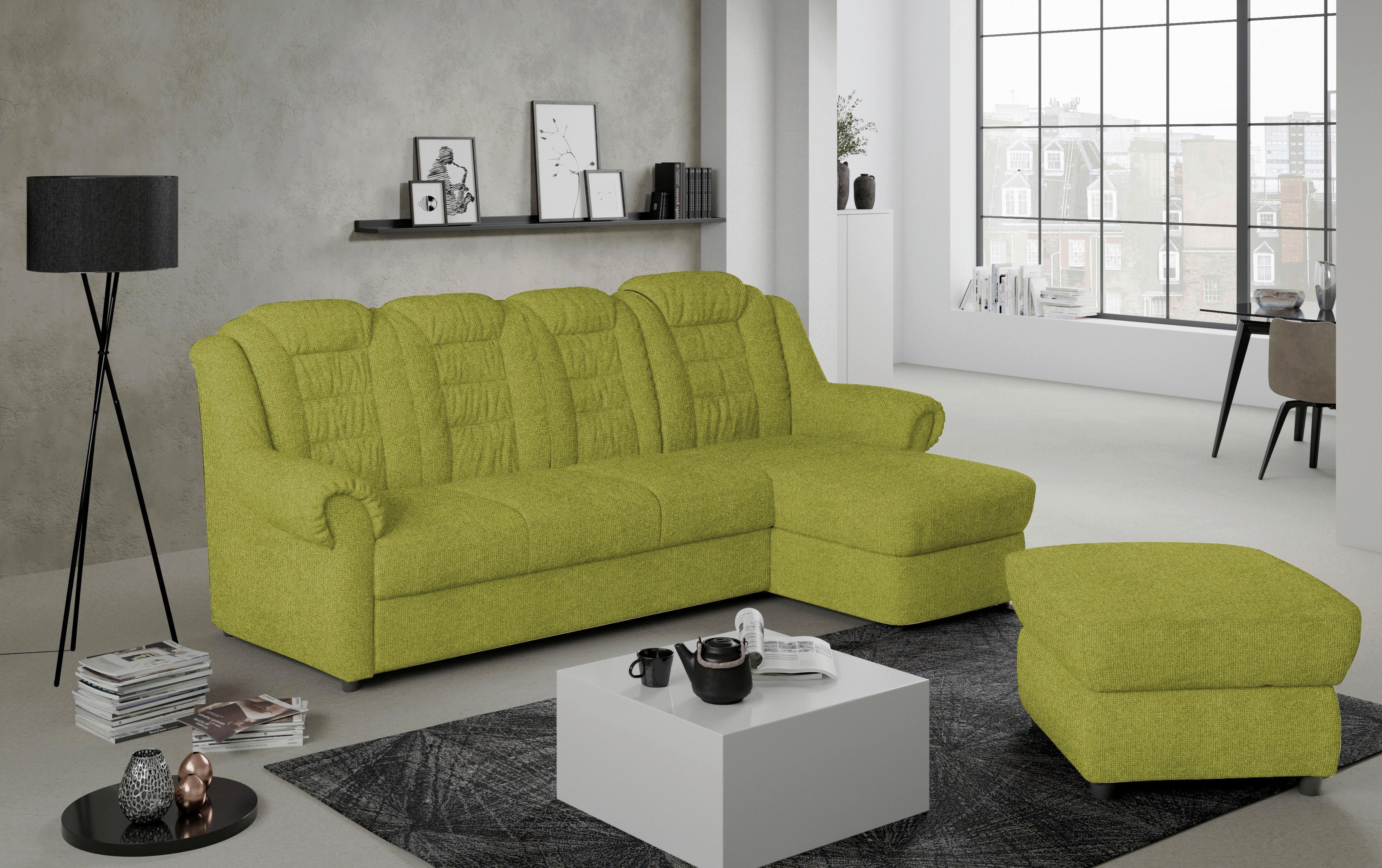 Ecksofa Boston Grün Chenille - Schwarz/Grün, KONVENTIONELL, Textil (262/165cm) - Livetastic