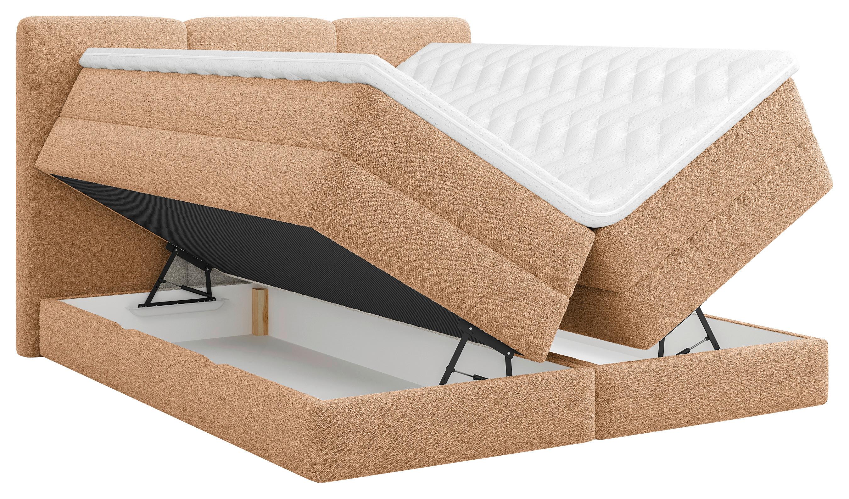 Boxspringbett Castel K - Terracotta/Schwarz, MODERN, Holz/Holzwerkstoff (180/200cm) - MID.YOU