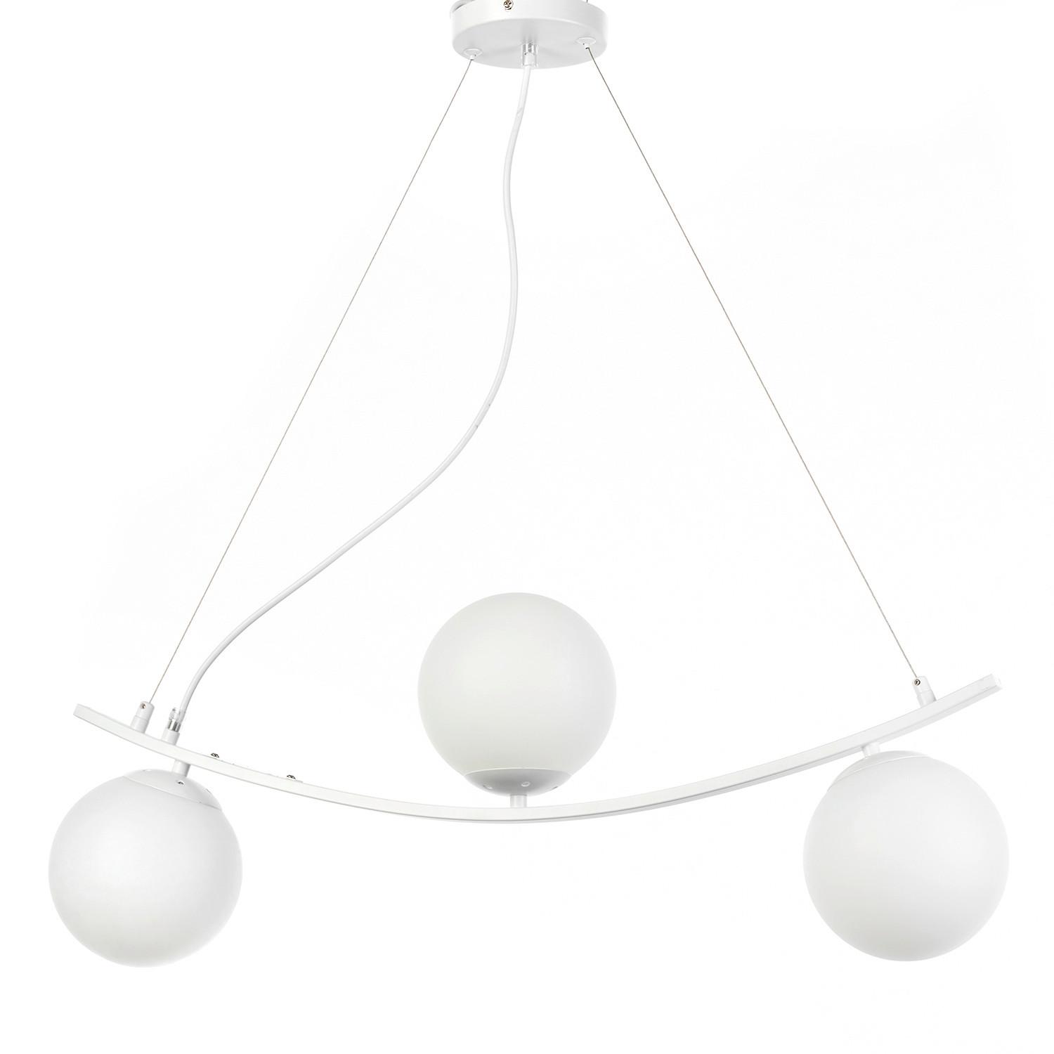 Hängeleuchte Weiß L: 73 Cm 6w - Weiß, Design, Kunststoff/Metall (73/15/90cm)