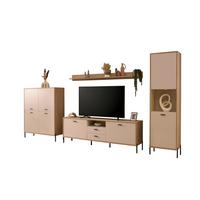 Wohnwand Fredericia Kaschmir/Eichefarben B: 384 cm - Kaschmir/Eichefarben, Design, Holzwerkstoff (384/206/40cm) - MID.YOU