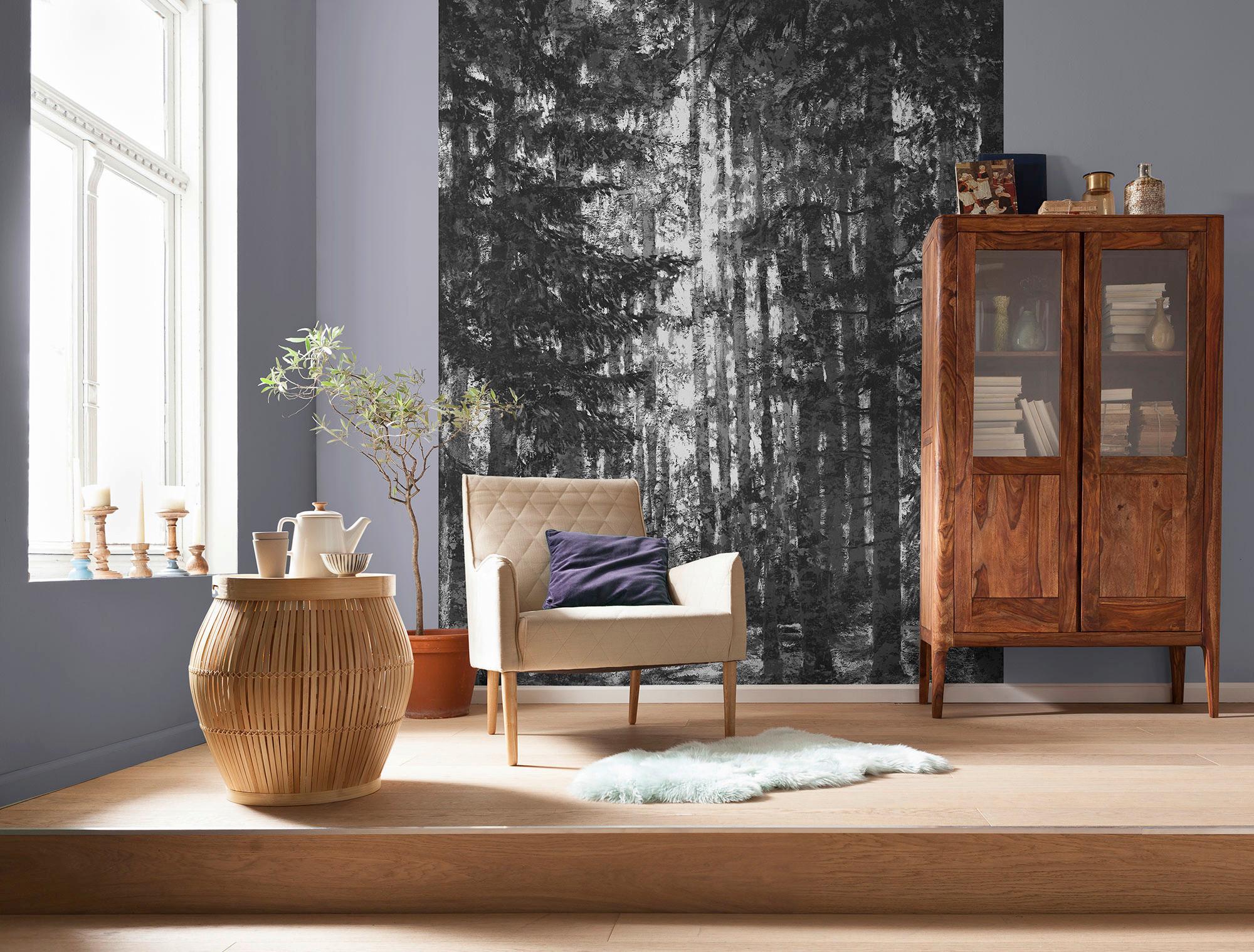 Vliestapete Lustres Lapland - Schwarz/Weiß, Basics (200/250cm) - Komar