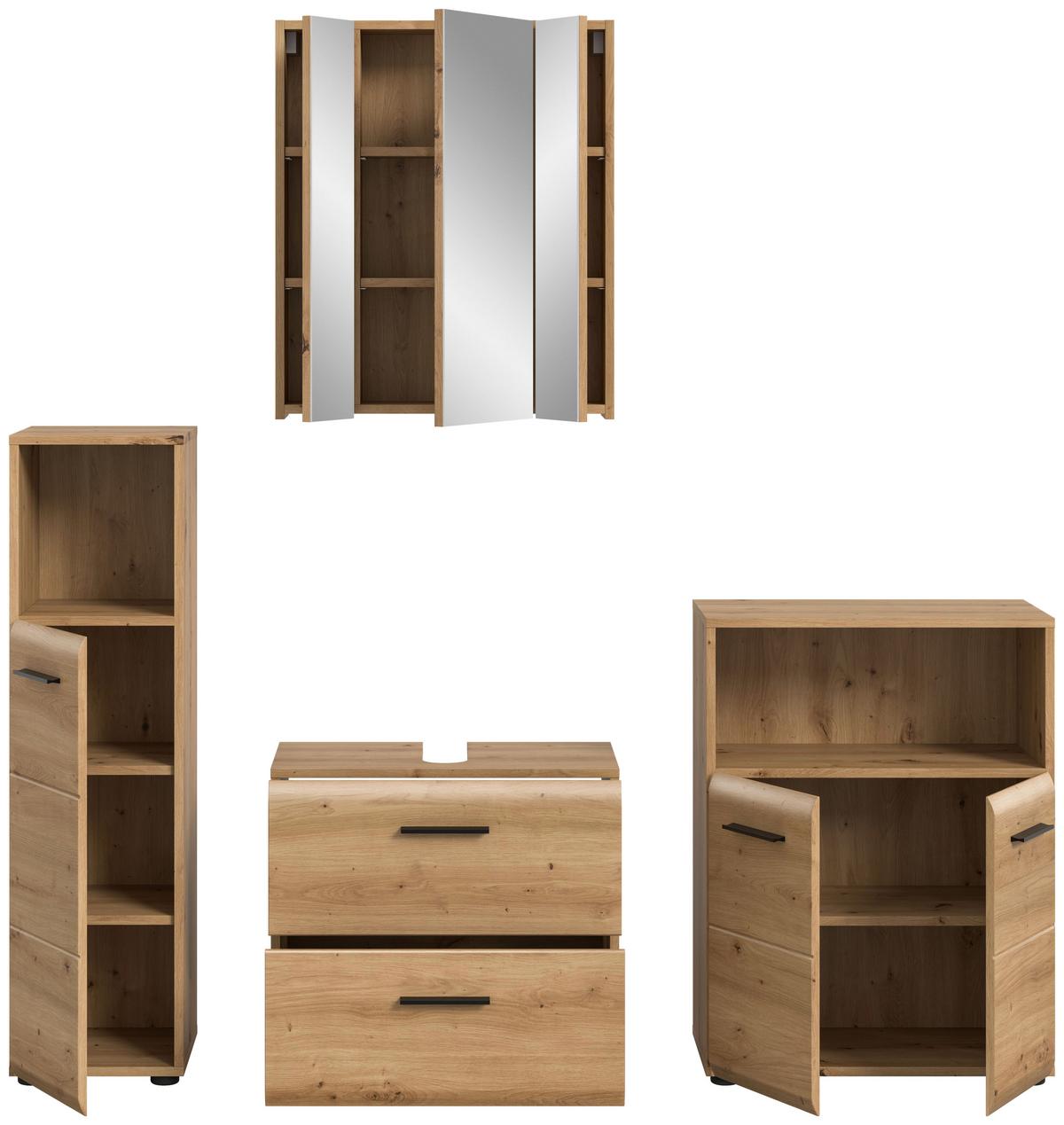Badezimmer Ice Eiche Artisan Dekor B: 150cm - Schwarz/Eiche Artisan, Basics, Holzwerkstoff (150cm) - MID.YOU