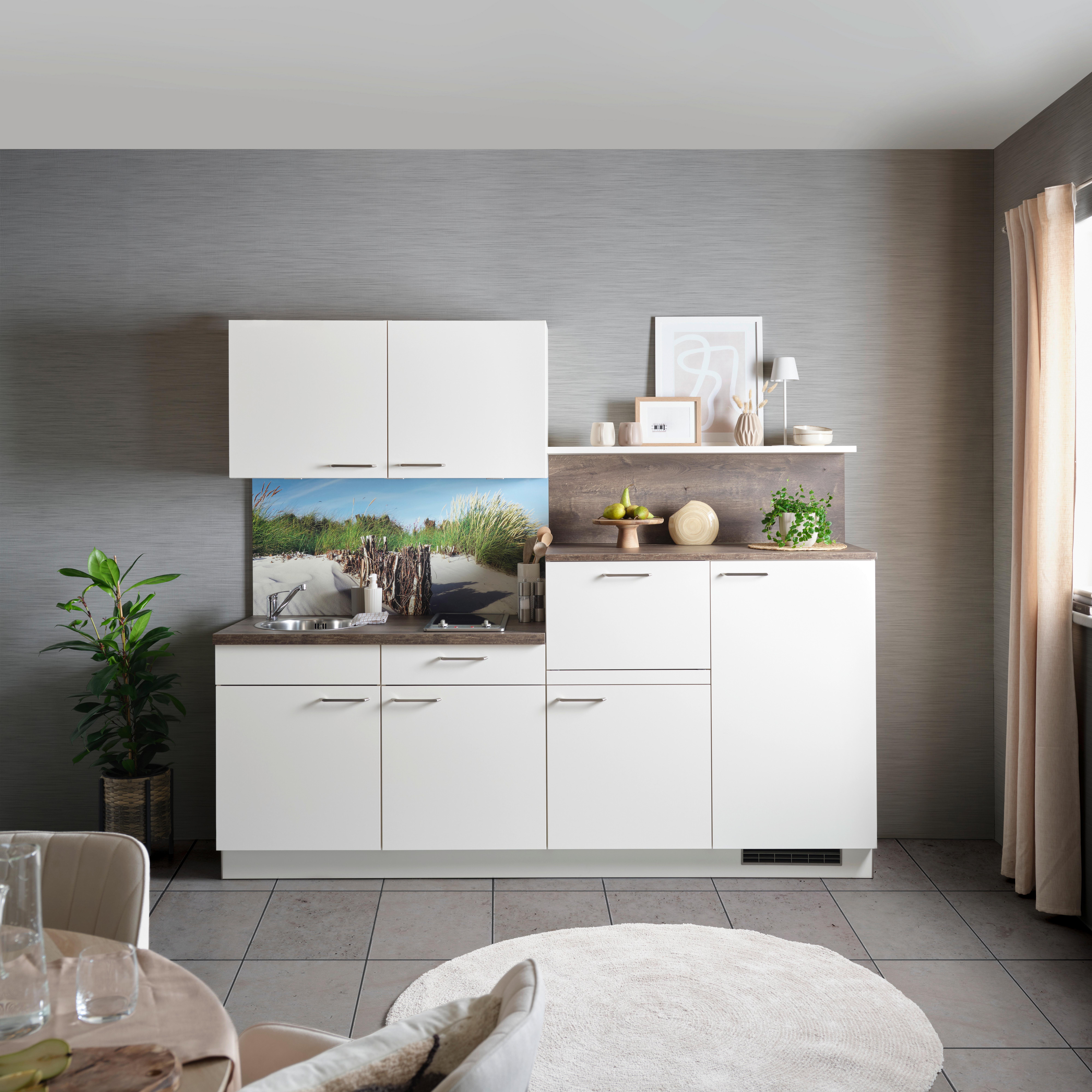 Küchenblock Win - Eichefarben/Creme, Basics, Holzwerkstoff (240cm) - Express