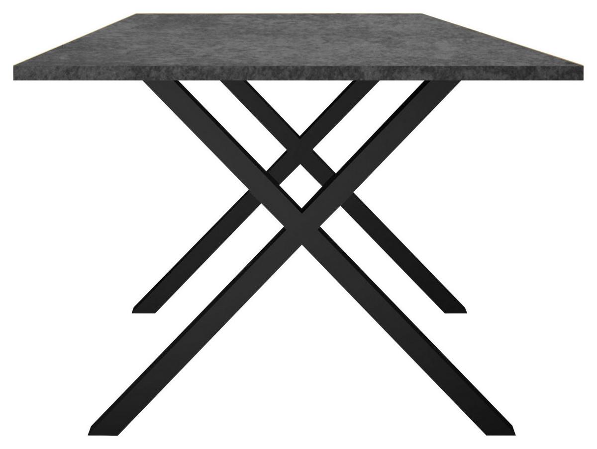 Esstisch Alex Graphitfarben, Schwarz - Schwarz/Graphitfarben, MODERN, Holzwerkstoff/Metall (180/90/78cm) - Livetastic