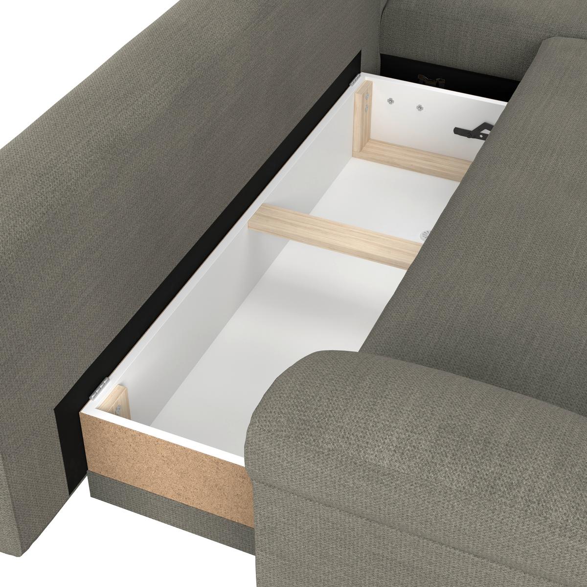 Ecksofa mit Schlaffunktion Mendoza new Chenille 309x197cm - Sandfarben/Schwarz, KONVENTIONELL, Textil (309/197cm) - Ondega