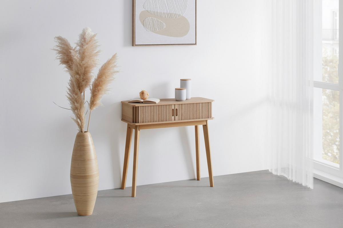 Konzolový stolík SKANDY dyha/MDF - prírodná farba, Modern, drevo/kompozitné drevo (80/78/30cm) - Premium Living