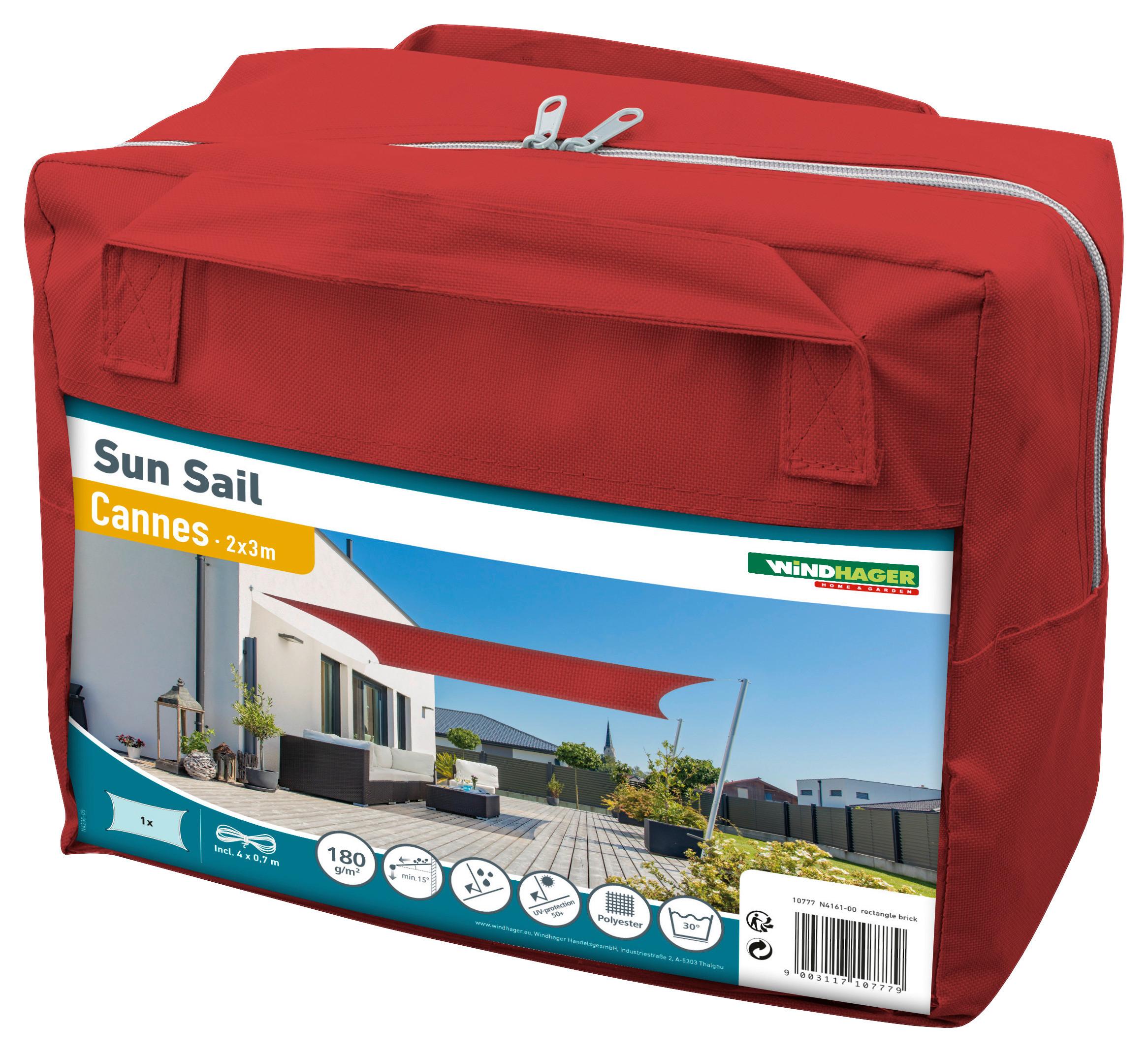 Sonnensegel Rechteck 2x3 M - Dunkelrot, Basics (200/300cm)