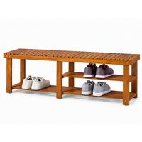 Schuhregal mit Sitzbank 2 Etagen - Akaziefarben, Basics, Holz (33/46/87cm)