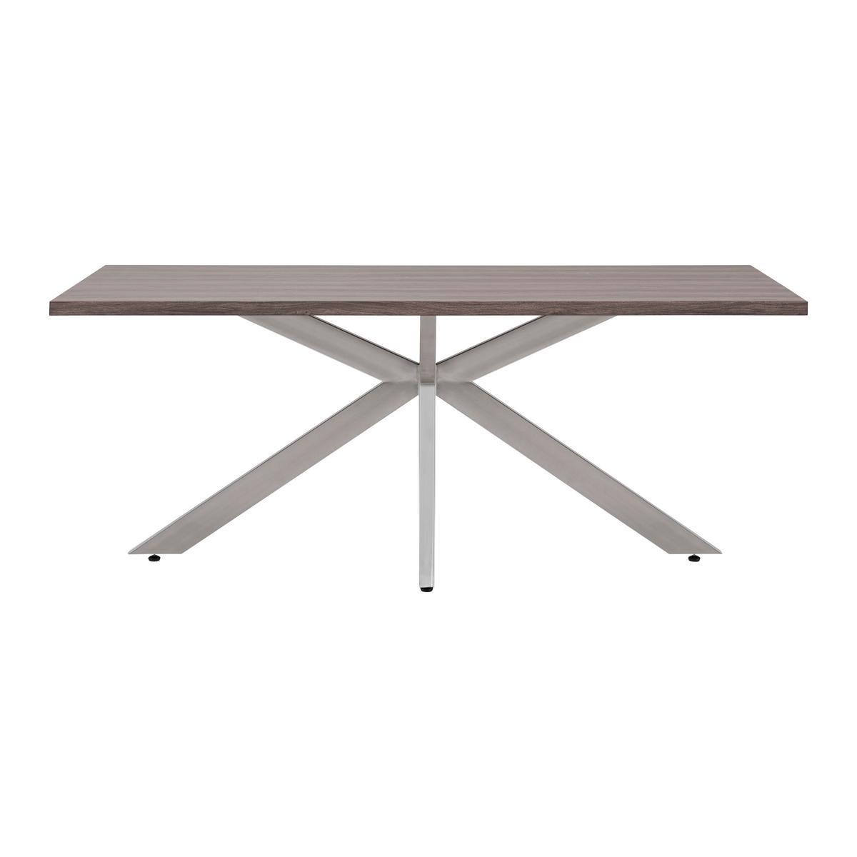 Jídelní stůl ILIAS 180x90 cm - barvy stříbra/barvy vlašských ořechů, Moderní, kov/dřevo (180/90/76cm) - Bessagi Home