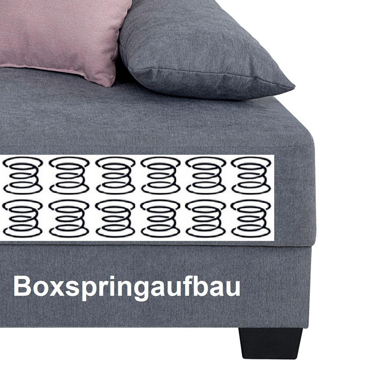 Sofa Mia mit Schlaffunktion Grau 200 cm - Schwarz/Rosa, Design, Holzwerkstoff/Textil (200/90/110cm) - P & B