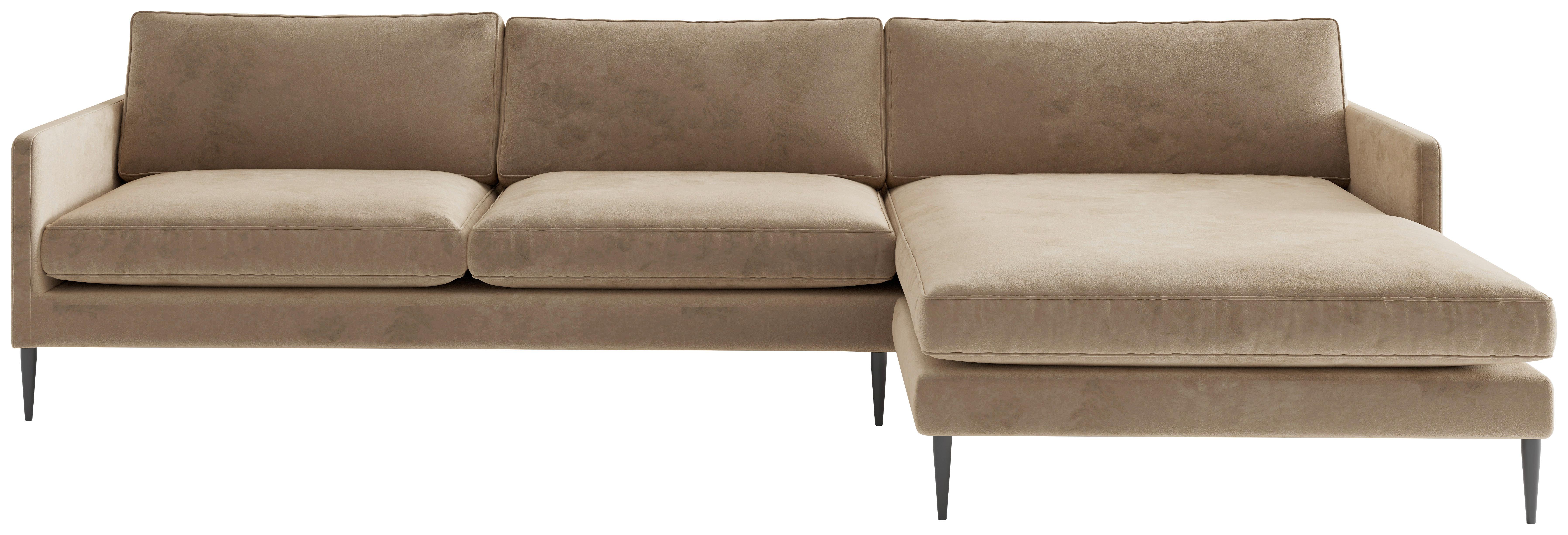 Ecksofa Justin - Hellbraun, Design, Textil (277/154cm) - Livetastic