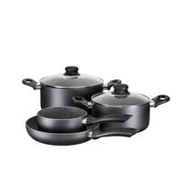 Kochtopfset 6-Tlg. Antihaftbeschichtet - Transparent/Schwarz, Basics, Glas/Metall - Mäser