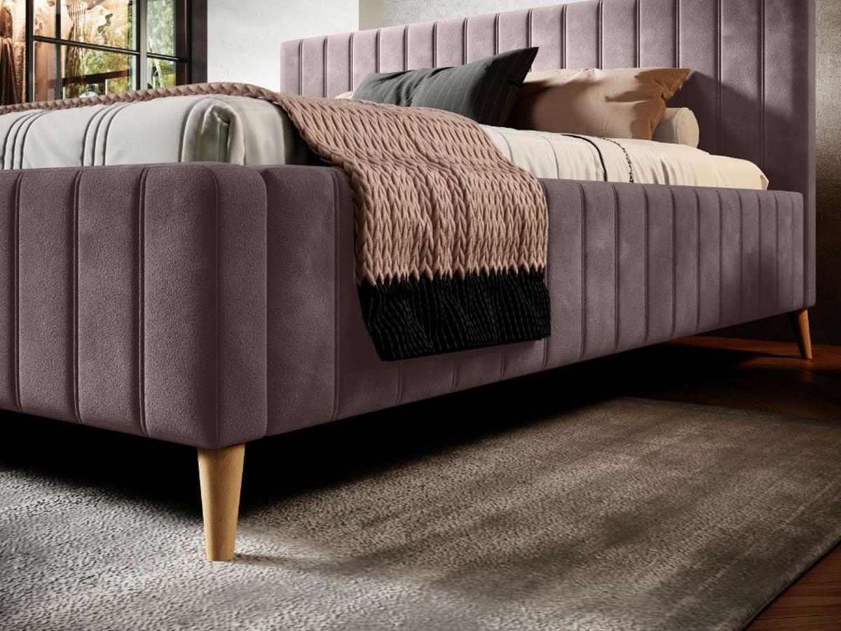 Posteľ s roštom Tamina 160x200, fialová - lila/prírodná farba, Design, drevo/textil (160/200cm)