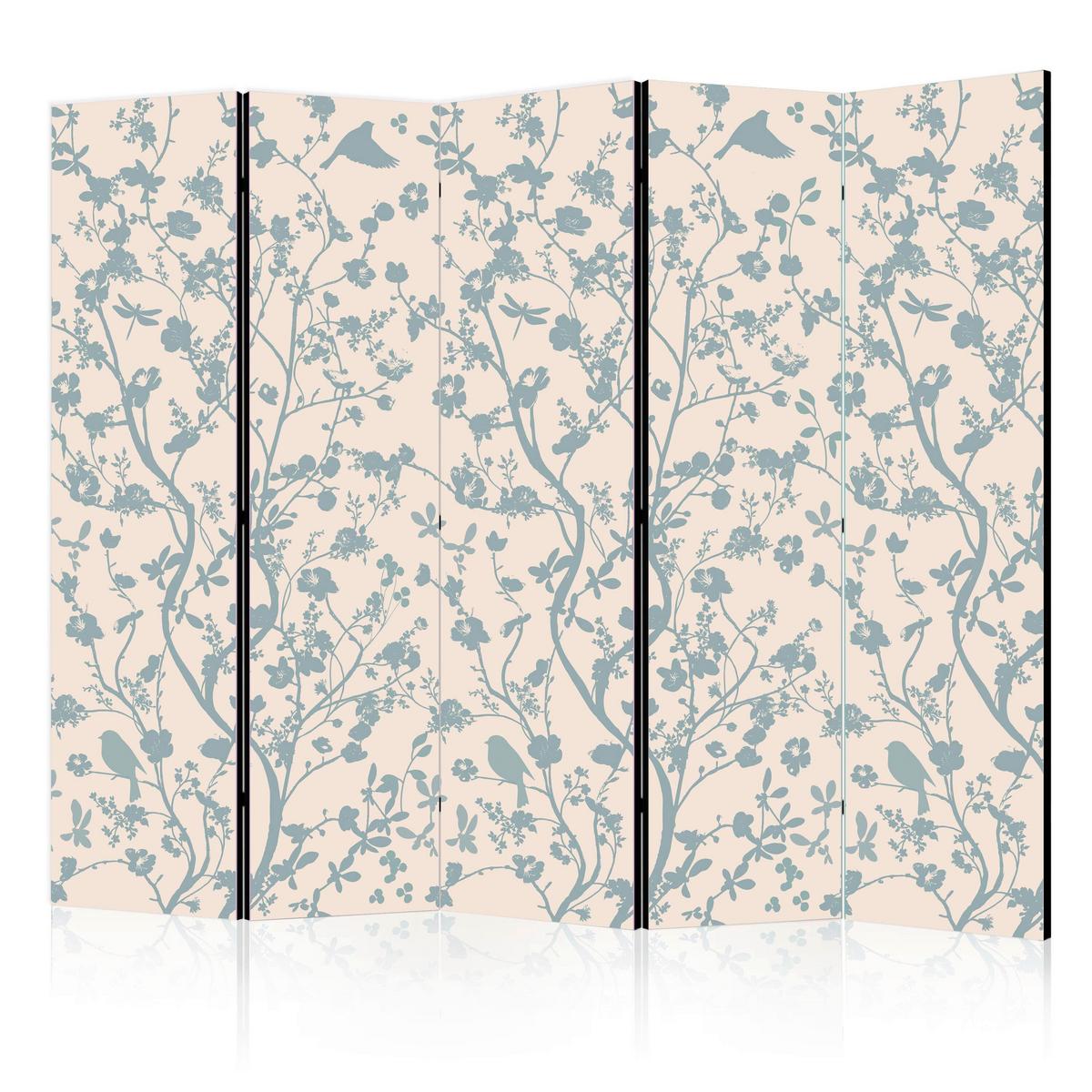 Paravent Hellblau Beige B: 225 cm - Beige/Hellblau, Basics, Holz/Textil (225/172/3cm) - artgeist