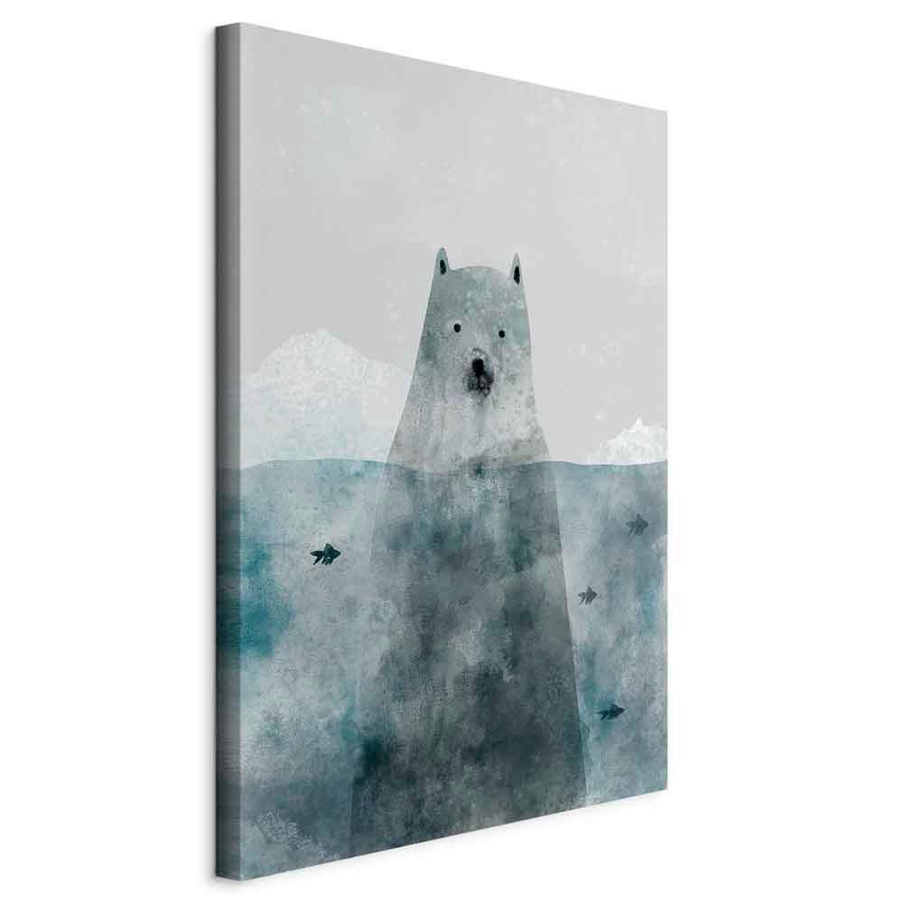 Leinwandbild Polar Bear Weiß Hellblau B: 80 cm - Weiß/Hellblau, Basics, Holz/Textil (80/120/1.2cm) - artgeist