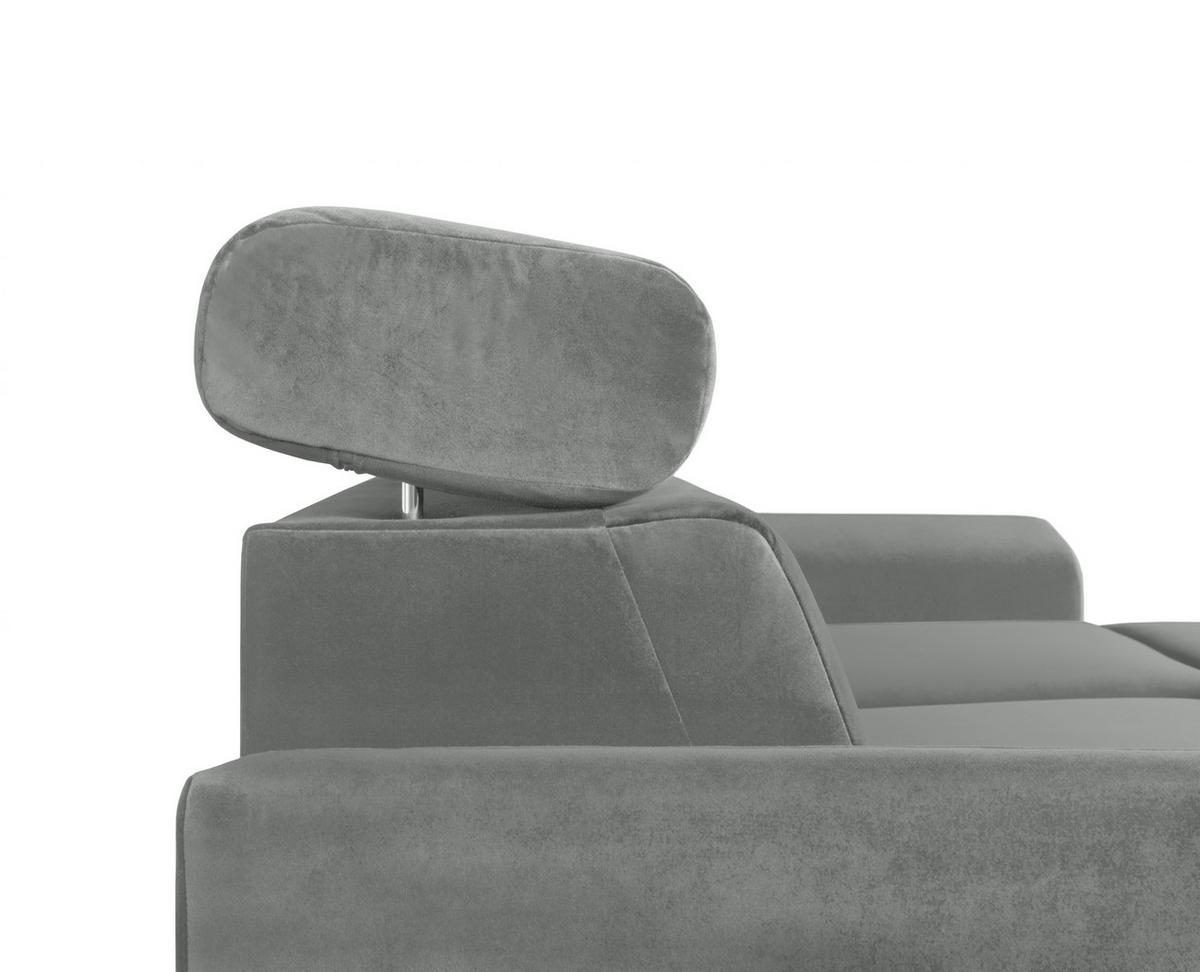 Ecksofa Evia - Alufarben/Grau, Design, Holz/Textil (243/186cm) - MID.YOU