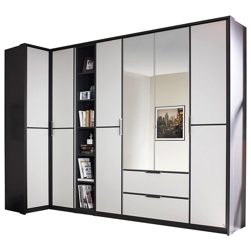 Eckschrank Mit Spiegel + Laden 100x314 cm Essensa Grau/Weiß